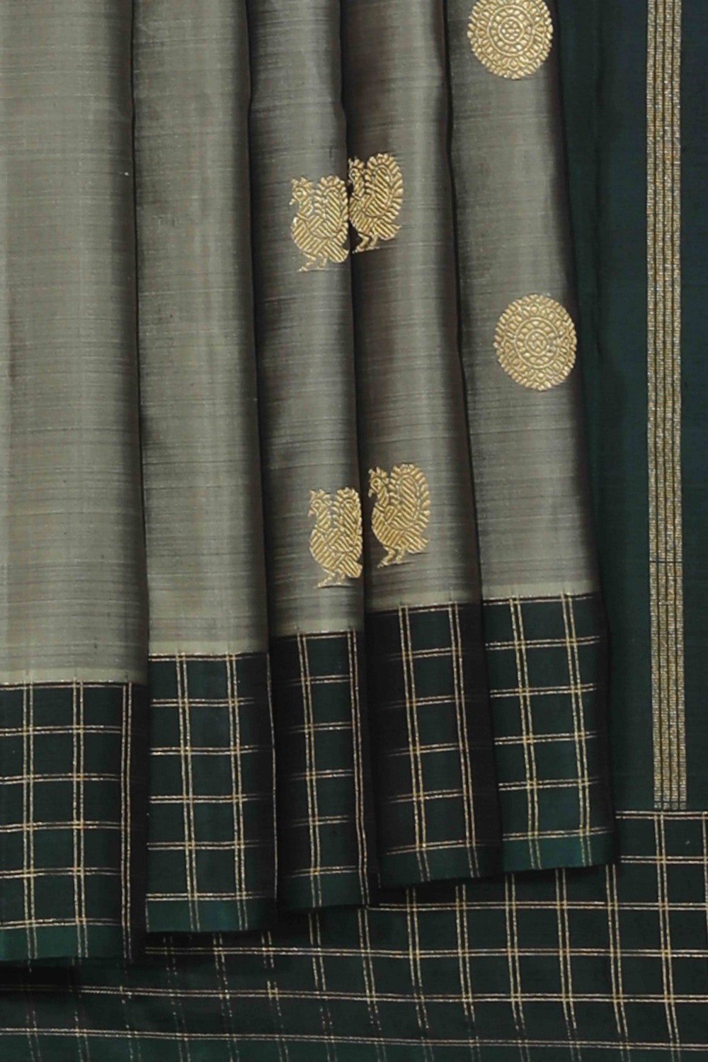 Collection of Kanjivaram Silk Grey Saree in a gallery layout