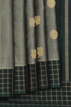 Collection of Kanjivaram Silk Grey Saree in a gallery layout