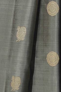 Collection of Kanjivaram Silk Grey Saree in a gallery layout