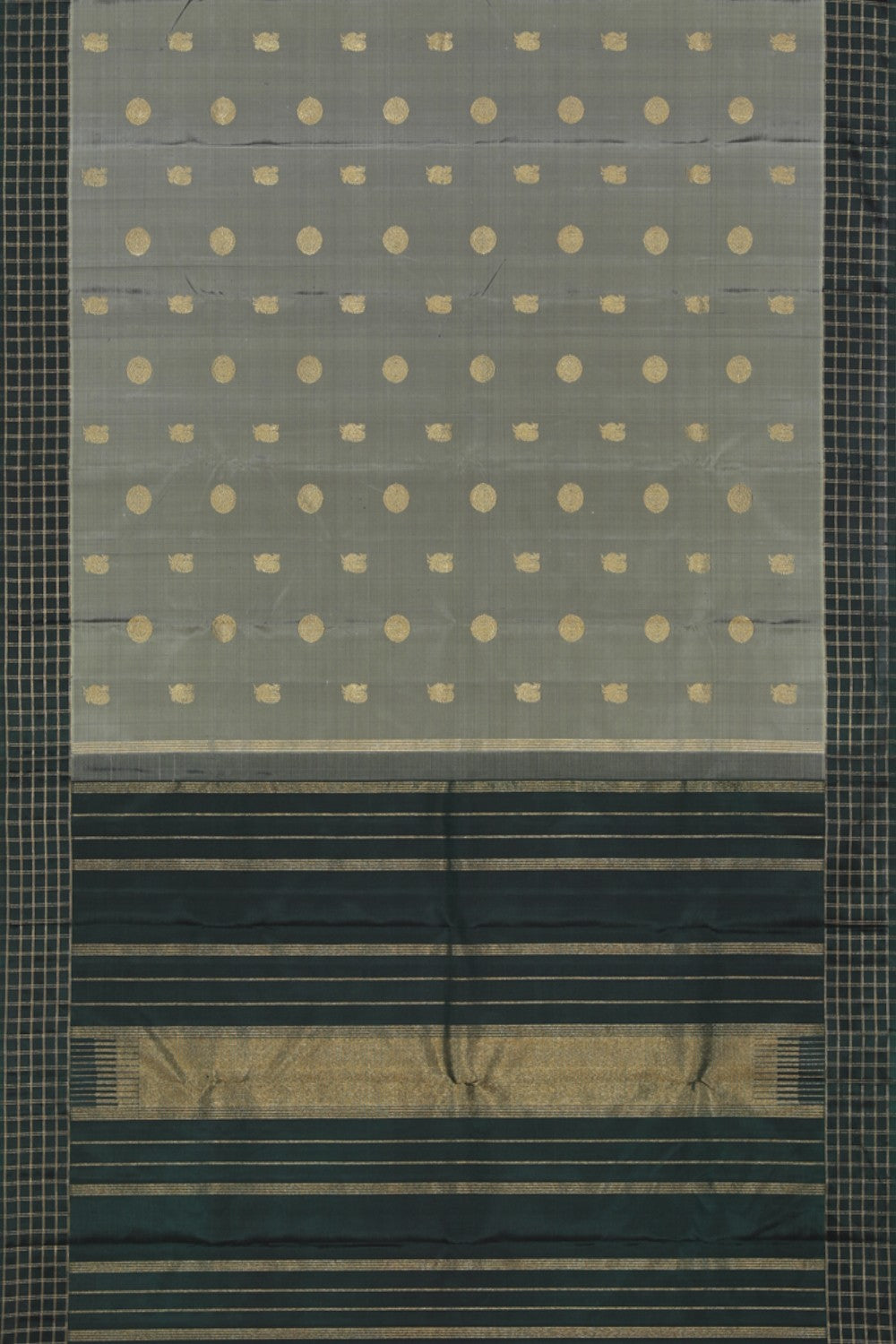 Collection of Kanjivaram Silk Grey Saree in a gallery layout