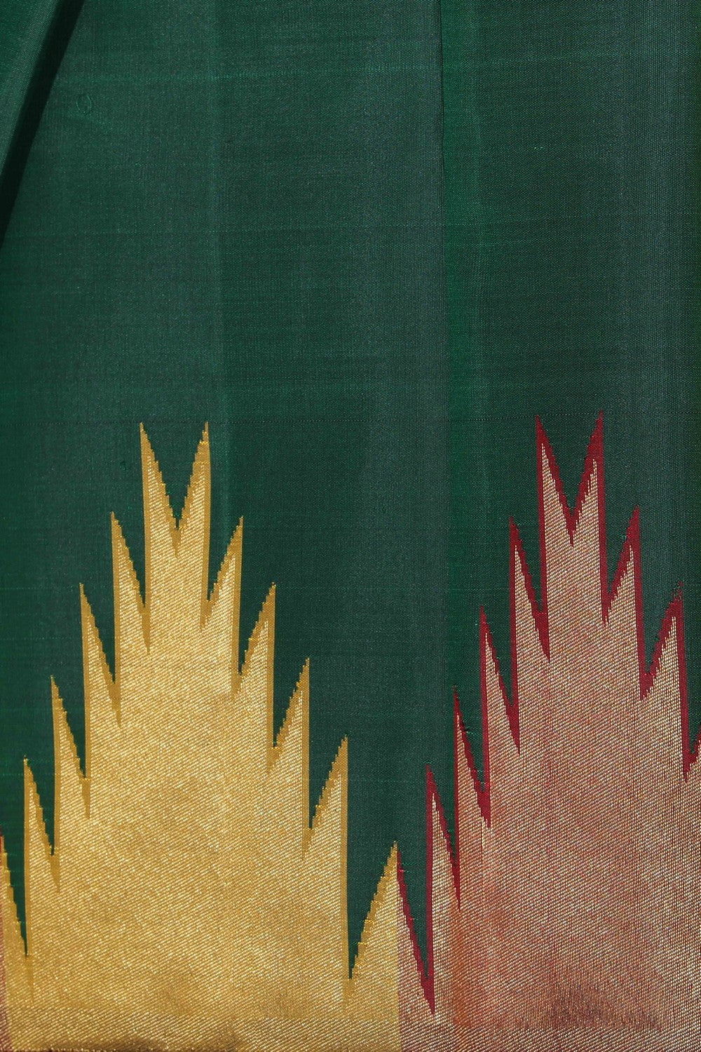 Collection of Kanjivaram Silk Bottle Green Saree in a gallery layout