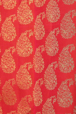 Collection of Kanjivaram Silk Coral Orange Saree in a gallery layout