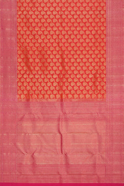 Collection of Kanjivaram Silk Coral Orange Saree in a gallery layout