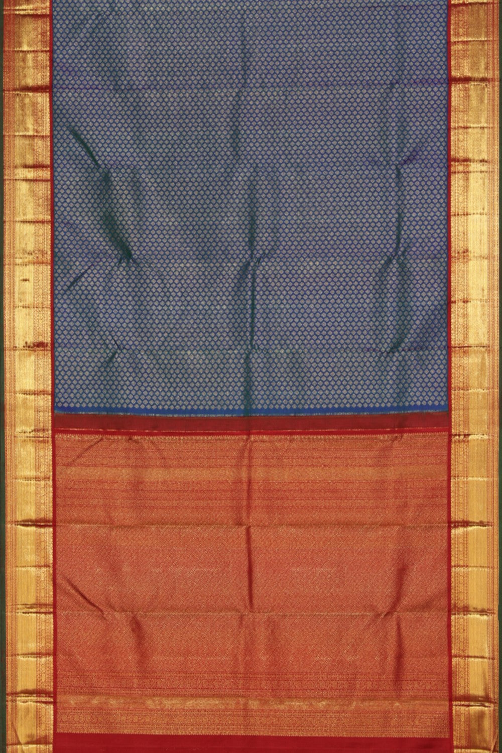 Collection of Kanjivaram Silk Teal Blue Saree in a gallery layout