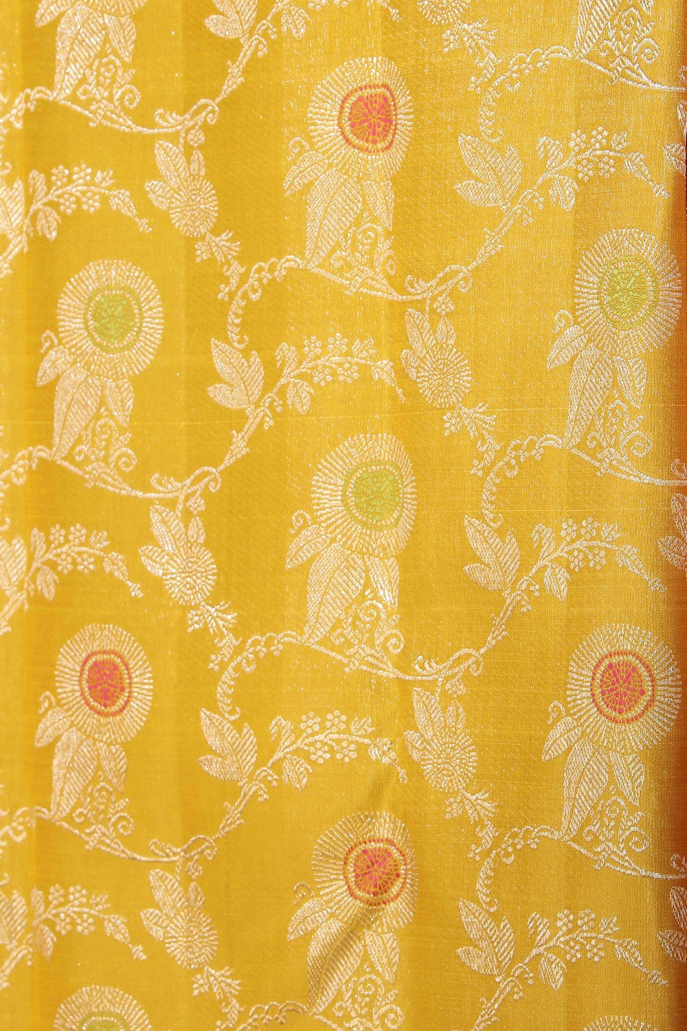 Collection of Kanjivaram Silk Yellow Saree in a gallery layout