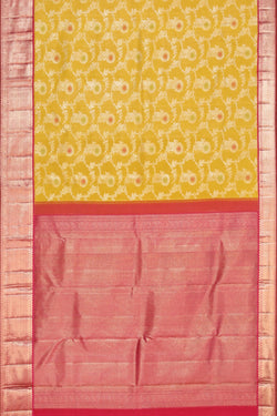 Collection of Kanjivaram Silk Yellow Saree in a gallery layout