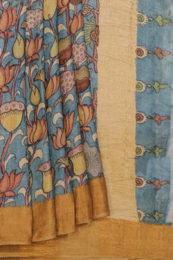 Collection of Seamless lotus Floral Kalamkari Saree in a gallery layout