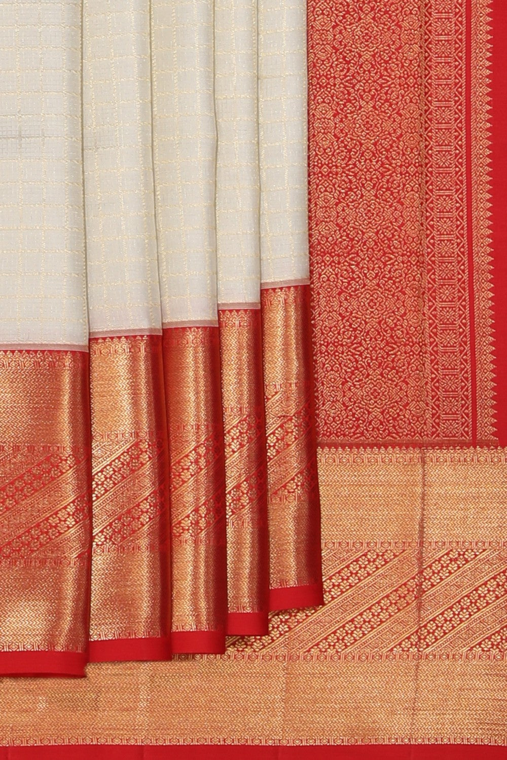 Collection of Kanchipattu Brocade Off-White Saree in a gallery layout