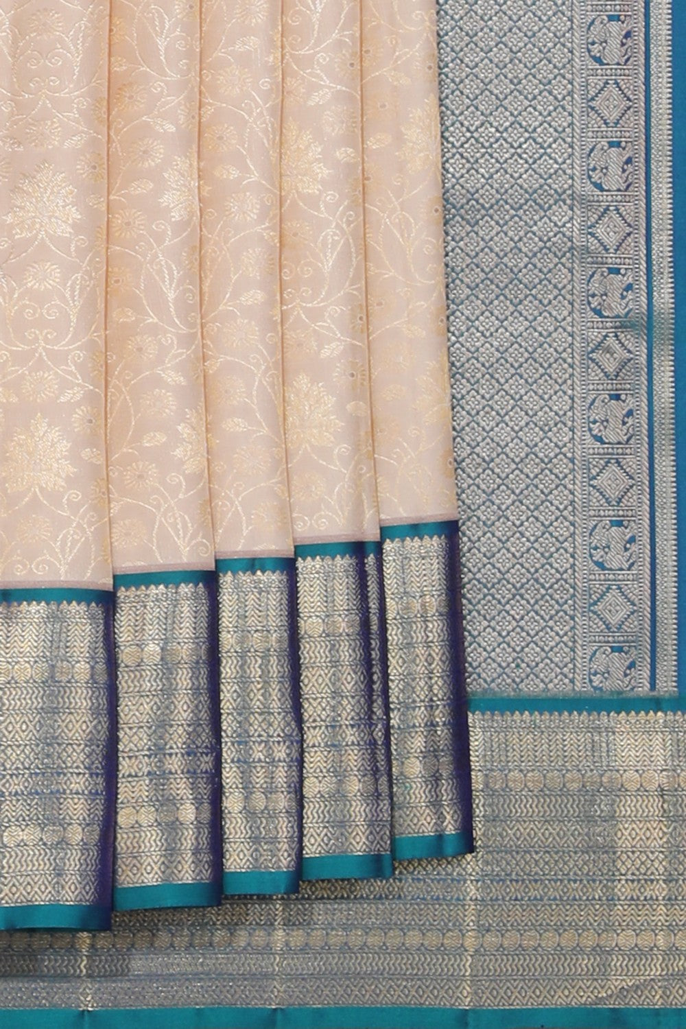 Collection of Kanchipattu Brocade Beige Saree in a gallery layout