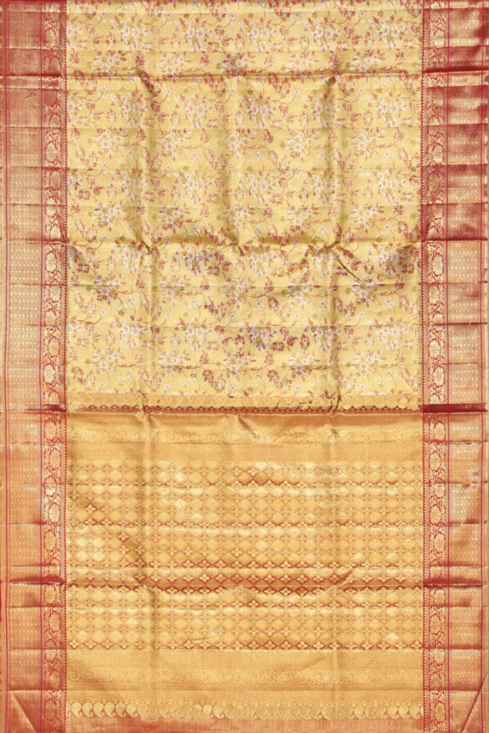 Collection of Kanjivaram Silk Gold Saree in a gallery layout