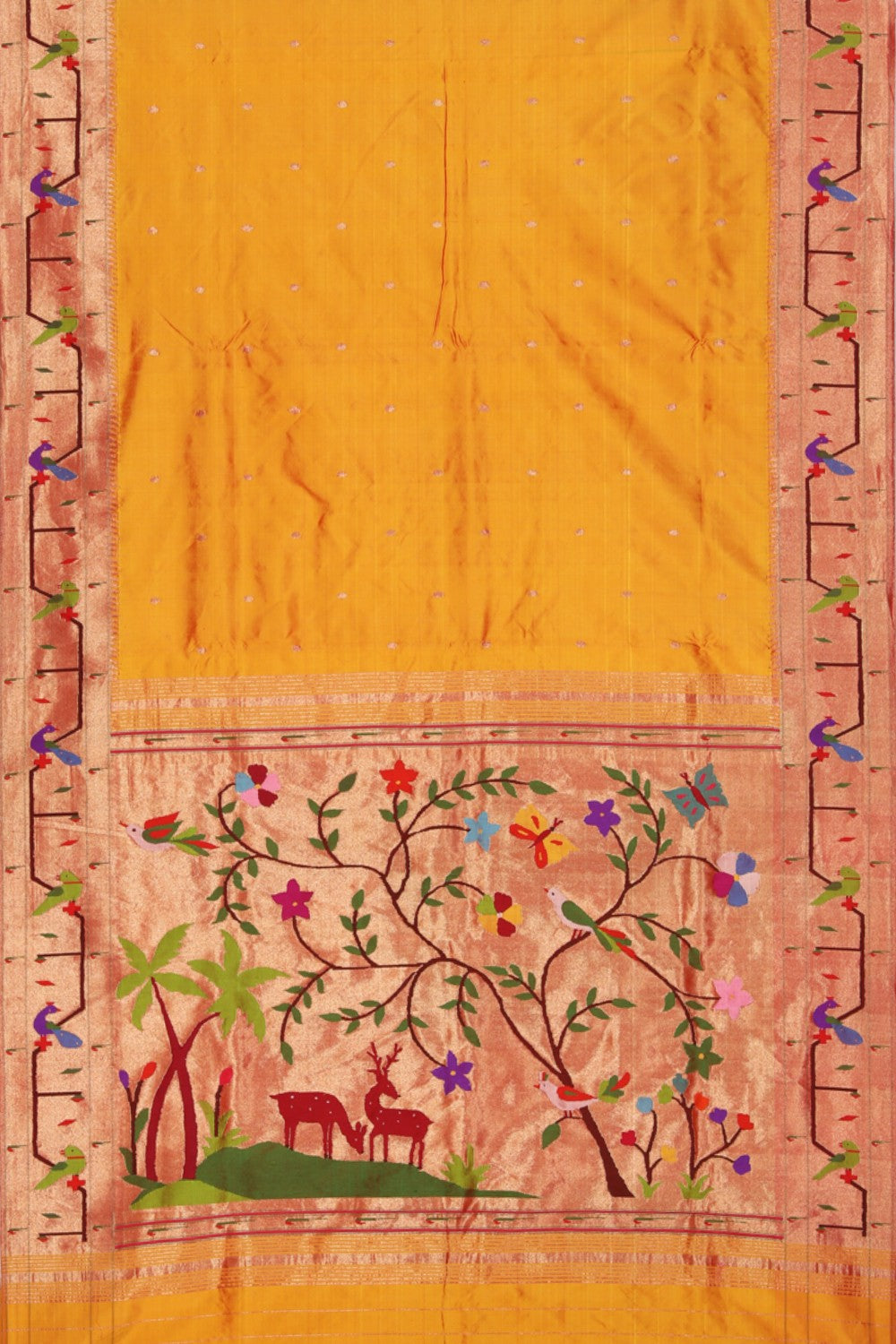 Collection of Paithani A Beautiful Mustard Saree in a gallery layout