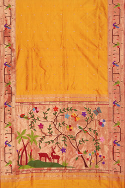 Collection of Paithani A Beautiful Mustard Saree in a gallery layout