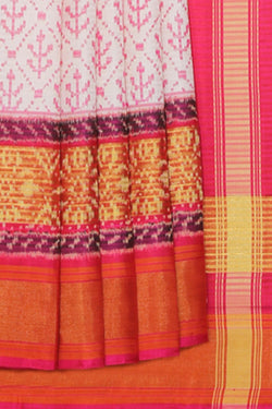 Collection of Rajkot Patola Silk Off-White Saree in a gallery layout