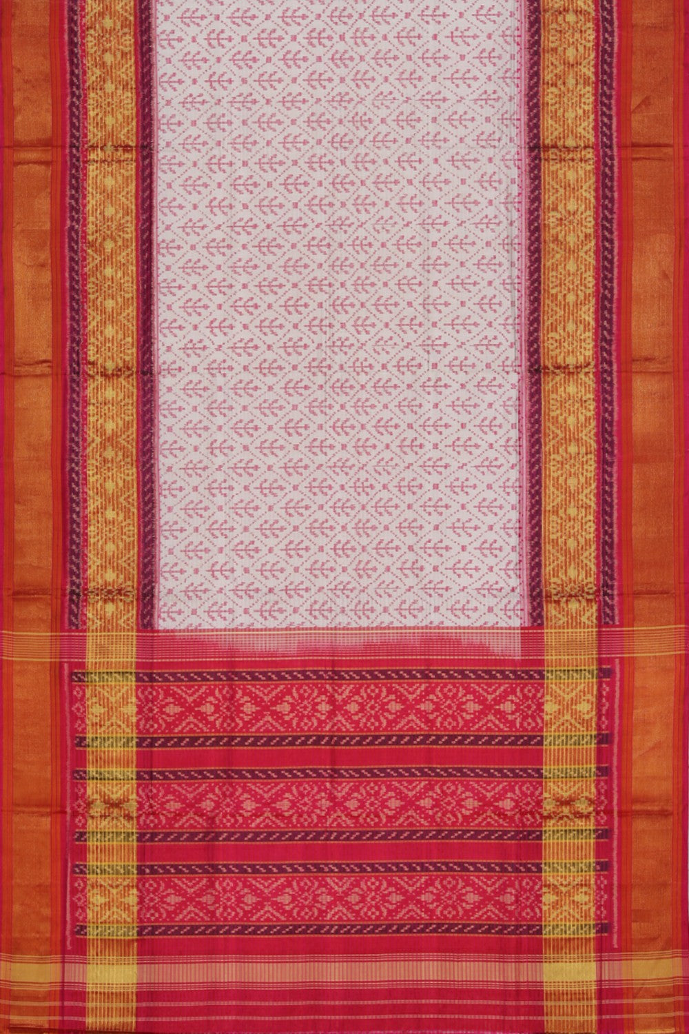 Collection of Rajkot Patola Silk Off-White Saree in a gallery layout