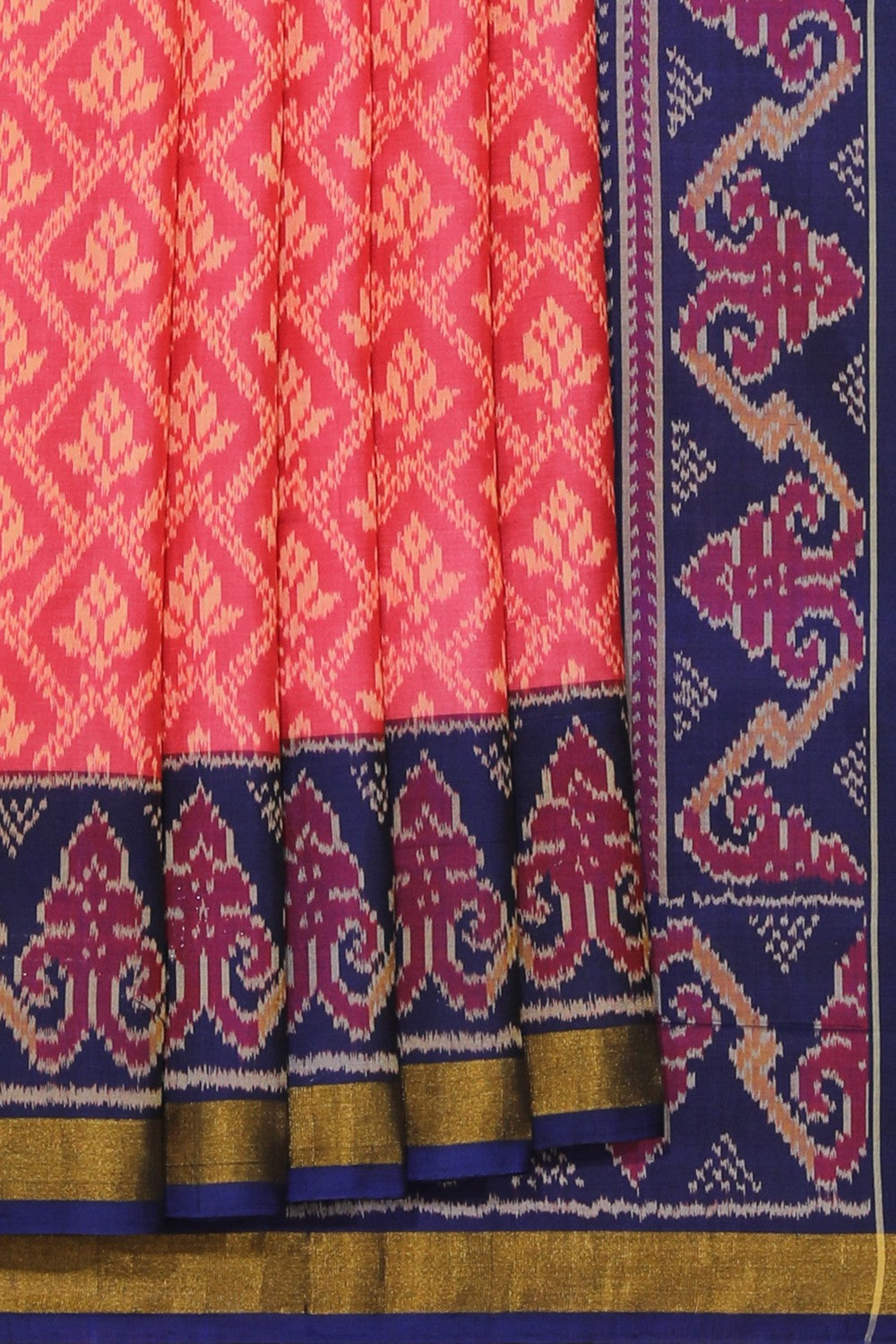 Collection of Rajkot Patola Peach Pink Saree in a gallery layout