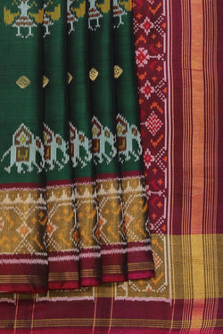 Collection of Rajkot Patola Bottle Green Saree in a gallery layout