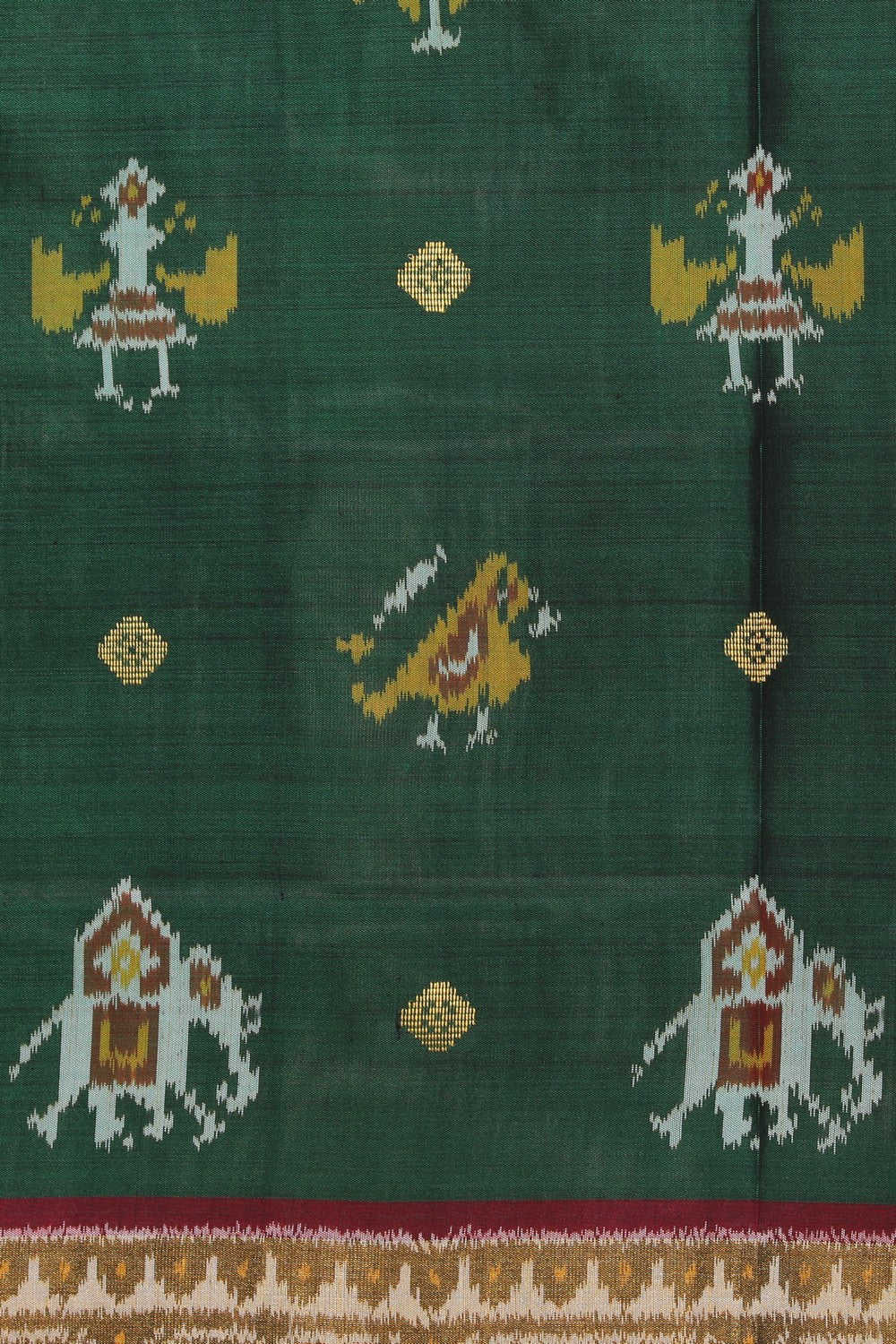 Collection of Rajkot Patola Bottle Green Saree in a gallery layout