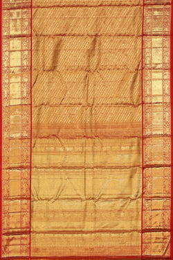 Image of Kanchipuram Silk Brocade Gold Saree