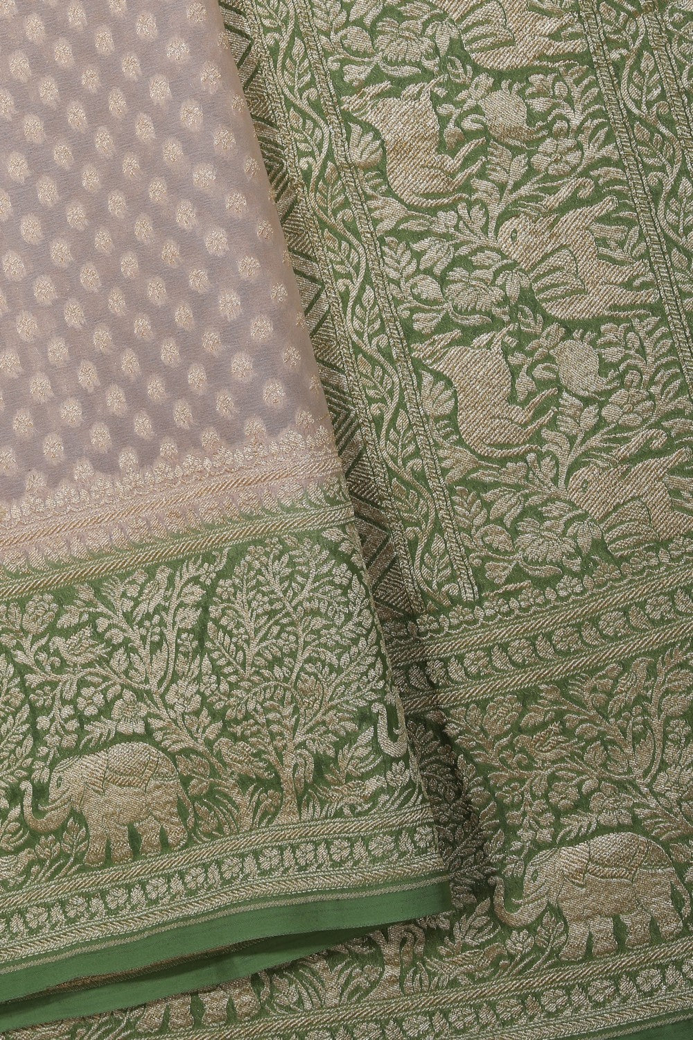 Collection of Banarasi Georgette Cream Saree in a gallery layout