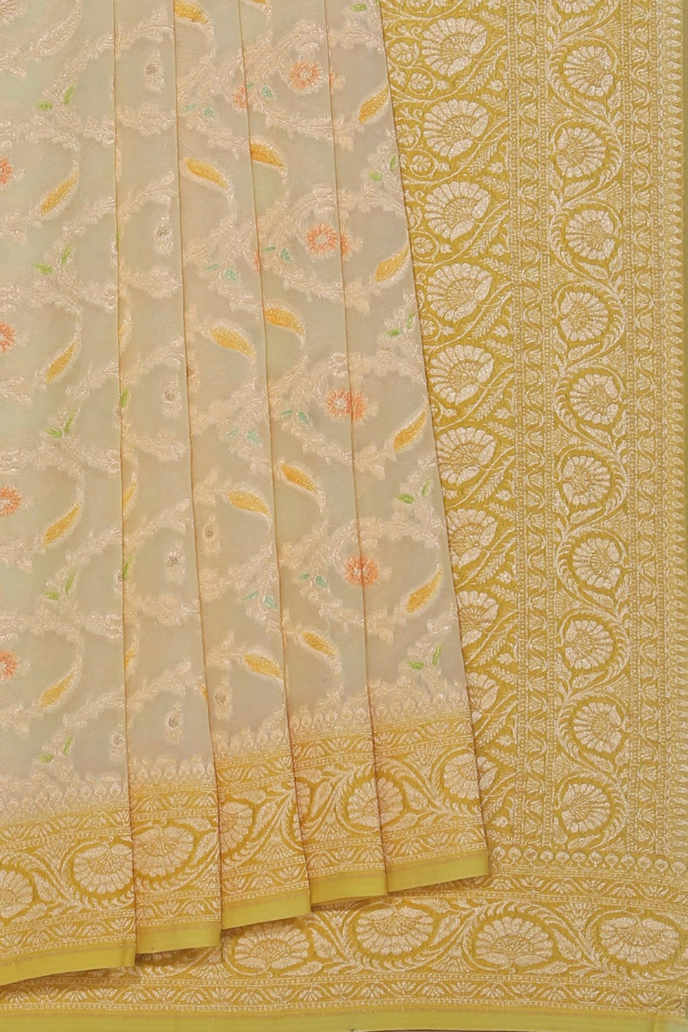 Collection of Banarasi Georgette Cream Saree in a gallery layout