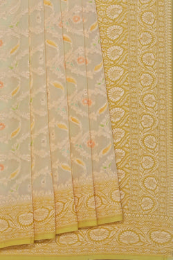 Collection of Banarasi Georgette Cream Saree in a gallery layout