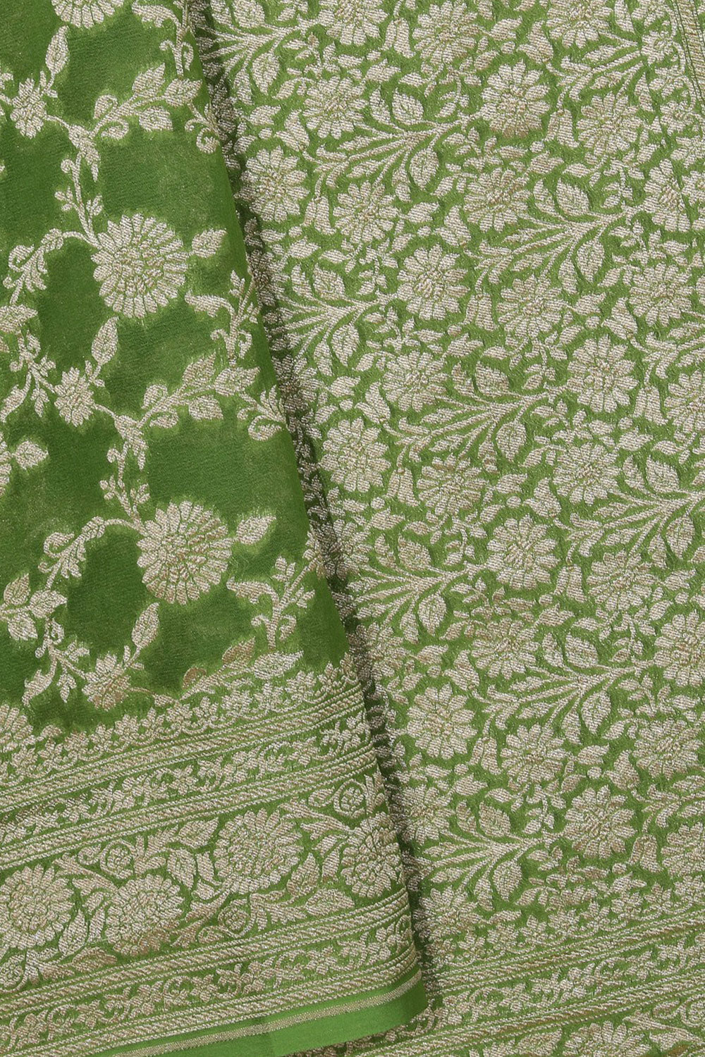 Collection of Banarasi Georgette Green Saree in a gallery layout