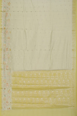 Image of Banarasi Cotton Silk Cream Saree