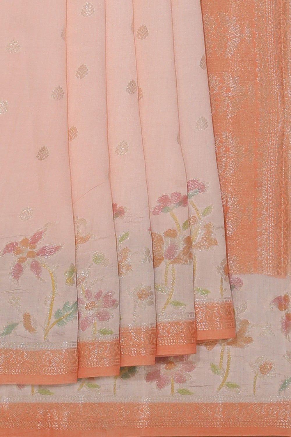 Collection of Banarasi Cotton Silk Peach Saree in a gallery layout