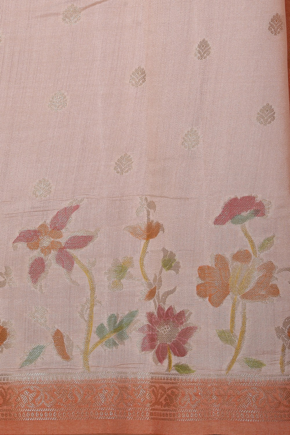 Collection of Banarasi Cotton Silk Peach Saree in a gallery layout