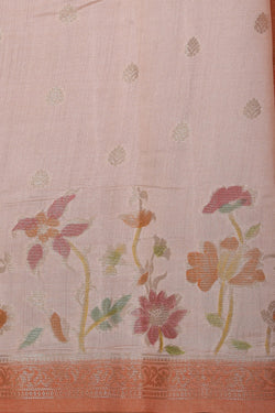 Image of Banarasi Cotton Silk Peach Saree