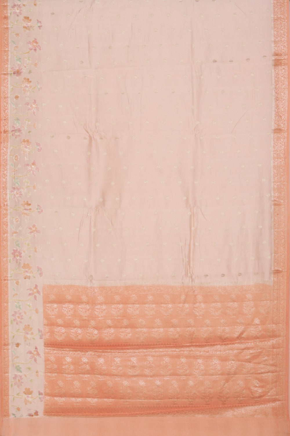 Collection of Banarasi Cotton Silk Peach Saree in a gallery layout