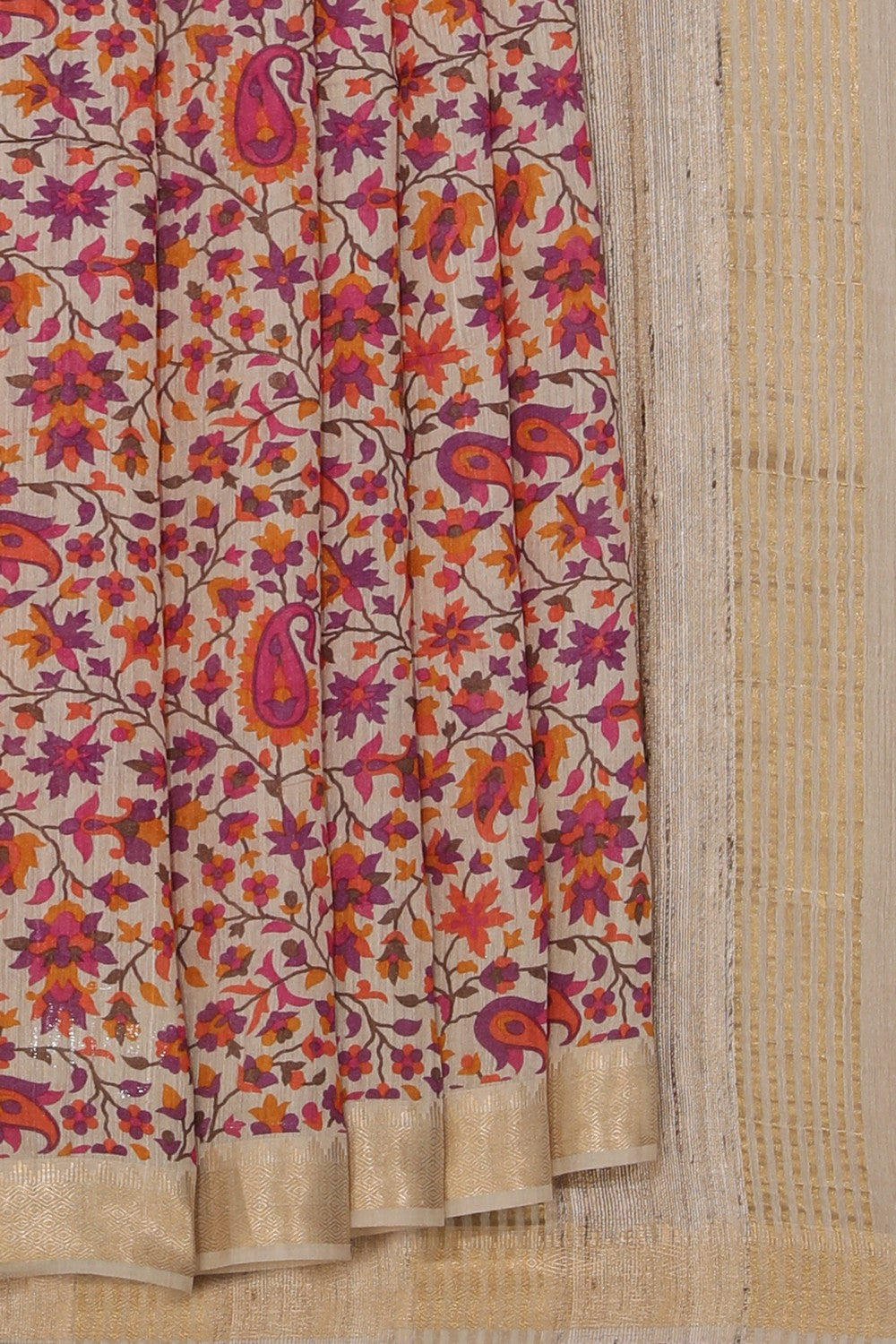 Collection of Banarasi Cotton Silk Floral Print Saree in a gallery layout