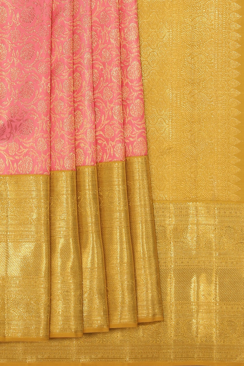 Collection of Arani Silk Brocade Pink Saree in a gallery layout