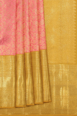 Collection of Arani Silk Brocade Pink Saree in a gallery layout