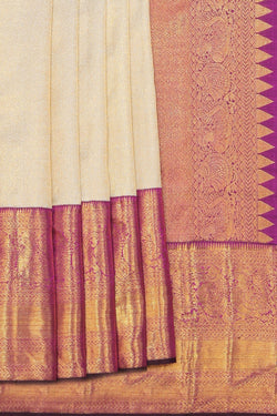 Collection of Arani Silk Off-White Saree in a gallery layout