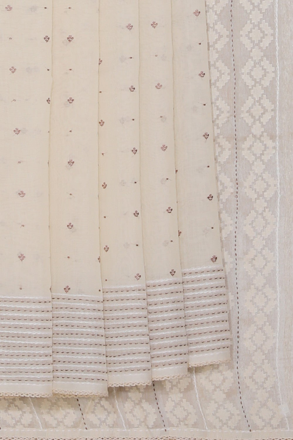 Collection of Dhakai Jamdani Saree With Kantha Stitch in a gallery layout