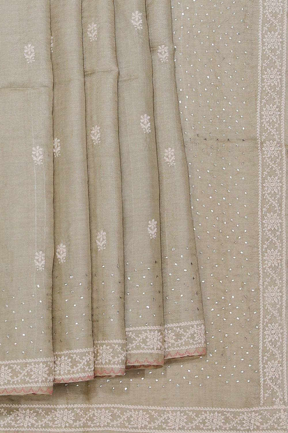 Collection of Banarasi Tussar Silk Grey Saree in a gallery layout