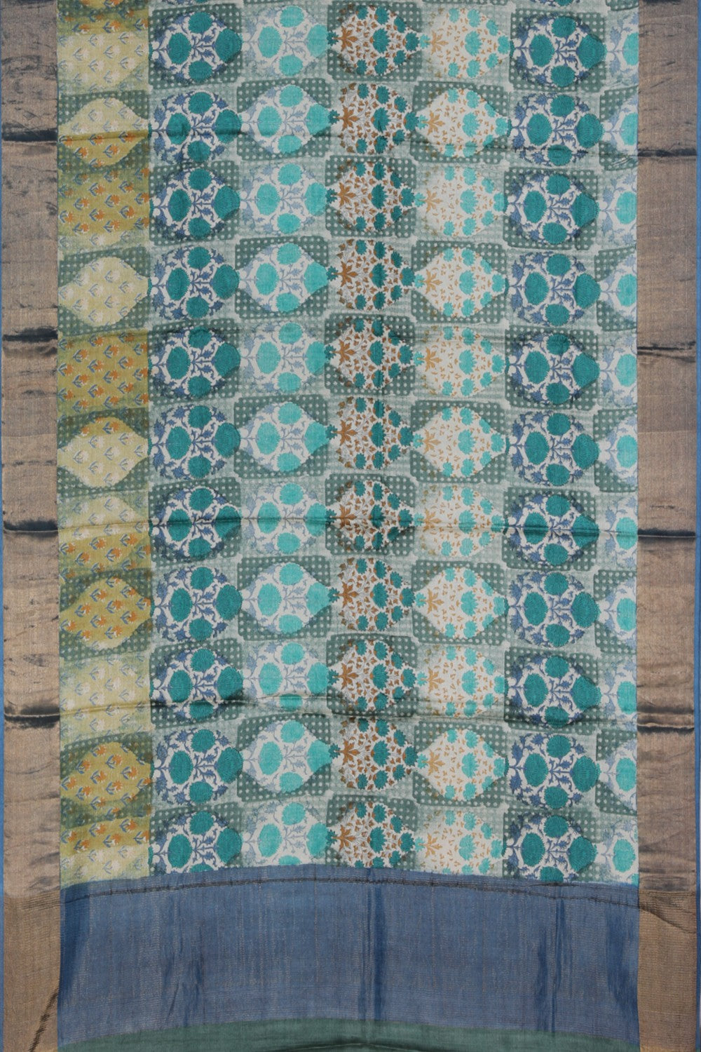 Image of Tussar-Silk Modern Art Print Saree