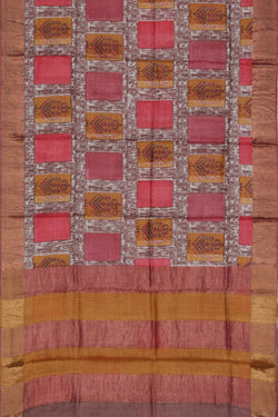 Collection of Tussar-Silk Flower Print Saree in a gallery layout