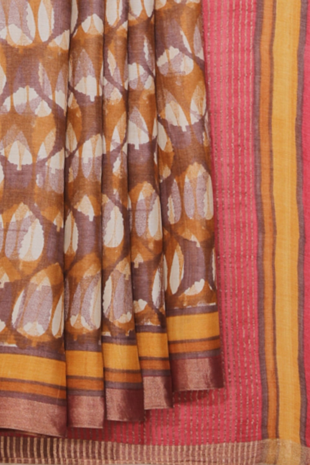 Collection of Tussar-Silk Leaf Print Saree in a gallery layout