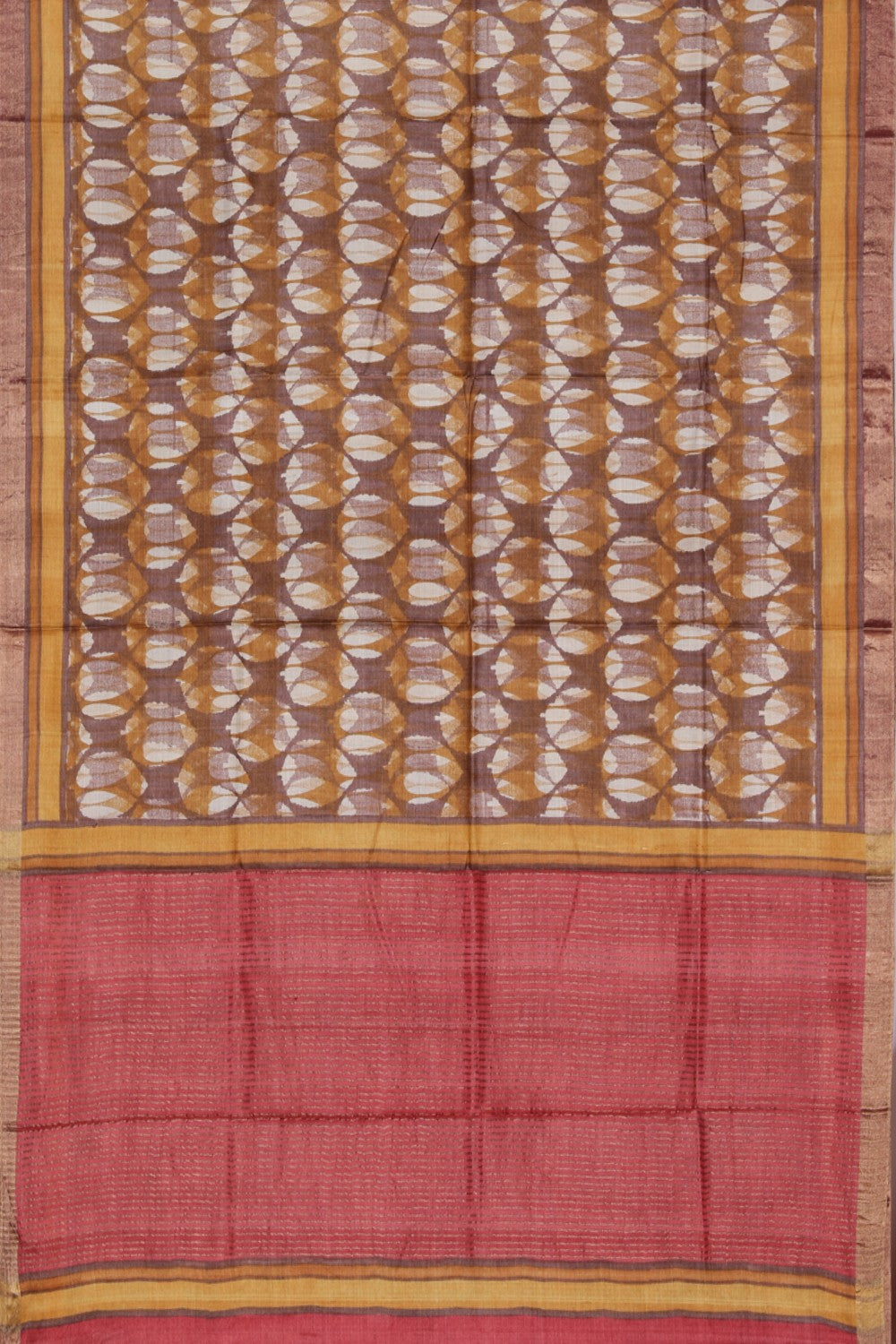 Collection of Tussar-Silk Leaf Print Saree in a gallery layout