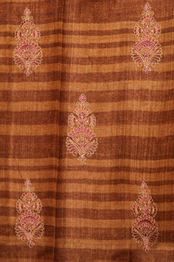 Image of Tussar-Silk Embroidery Saree