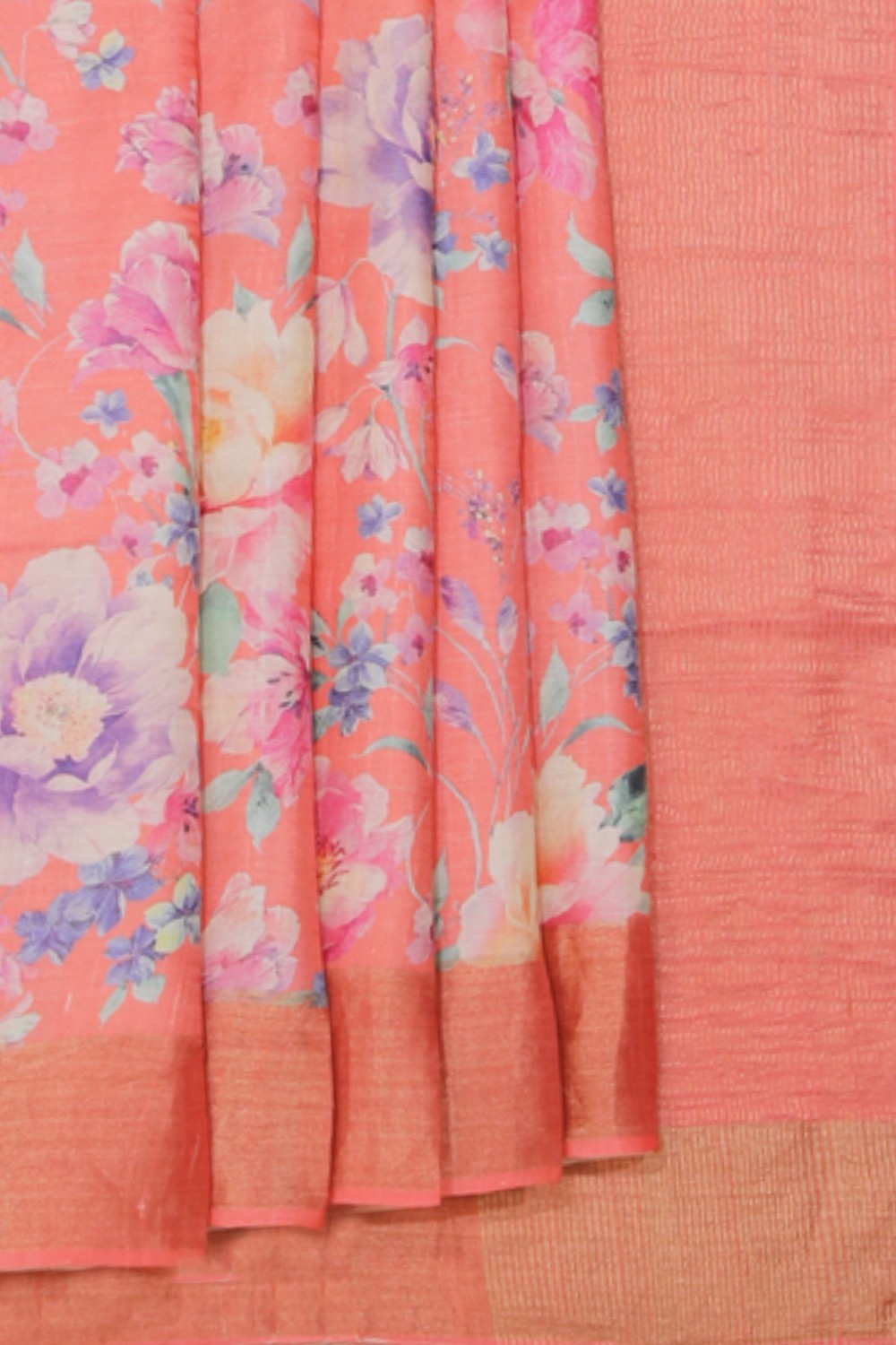 Collection of Tussar-Silk Floral Print Saree in a gallery layout