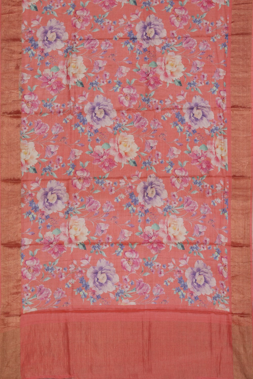 Collection of Tussar-Silk Floral Print Saree in a gallery layout