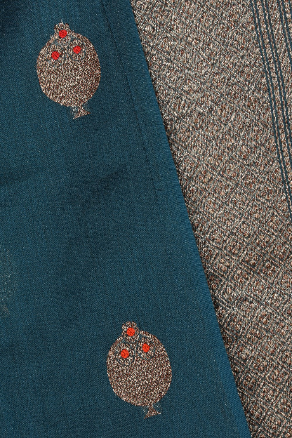 Banarasi Cotton Silk Teal Blue Saree