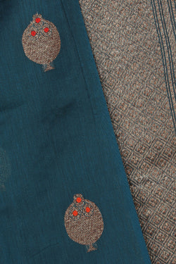 Image of Banarasi Cotton Silk Teal Blue Saree