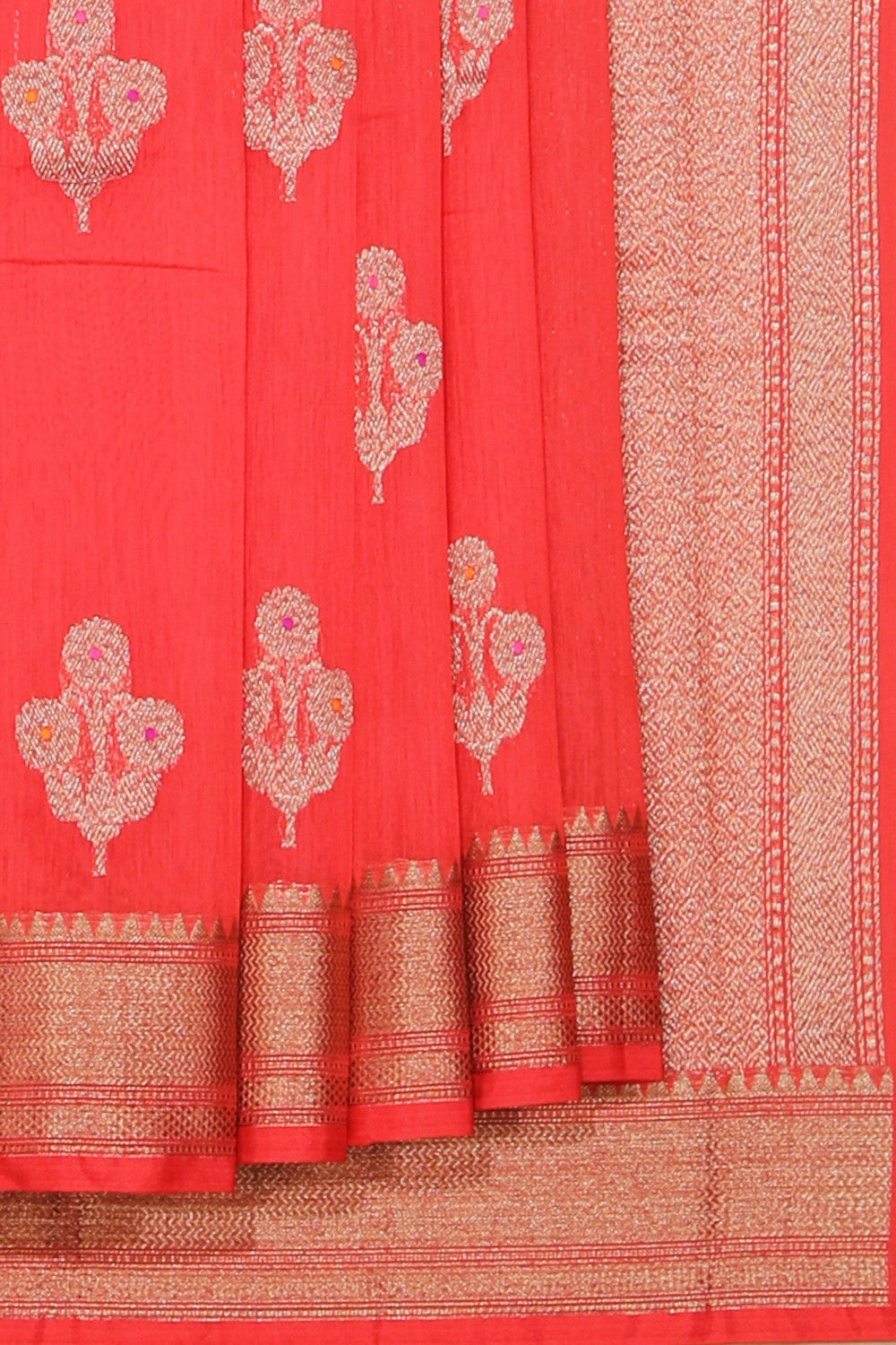 Collection of Banarasi Cotton Silk Red Saree in a gallery layout