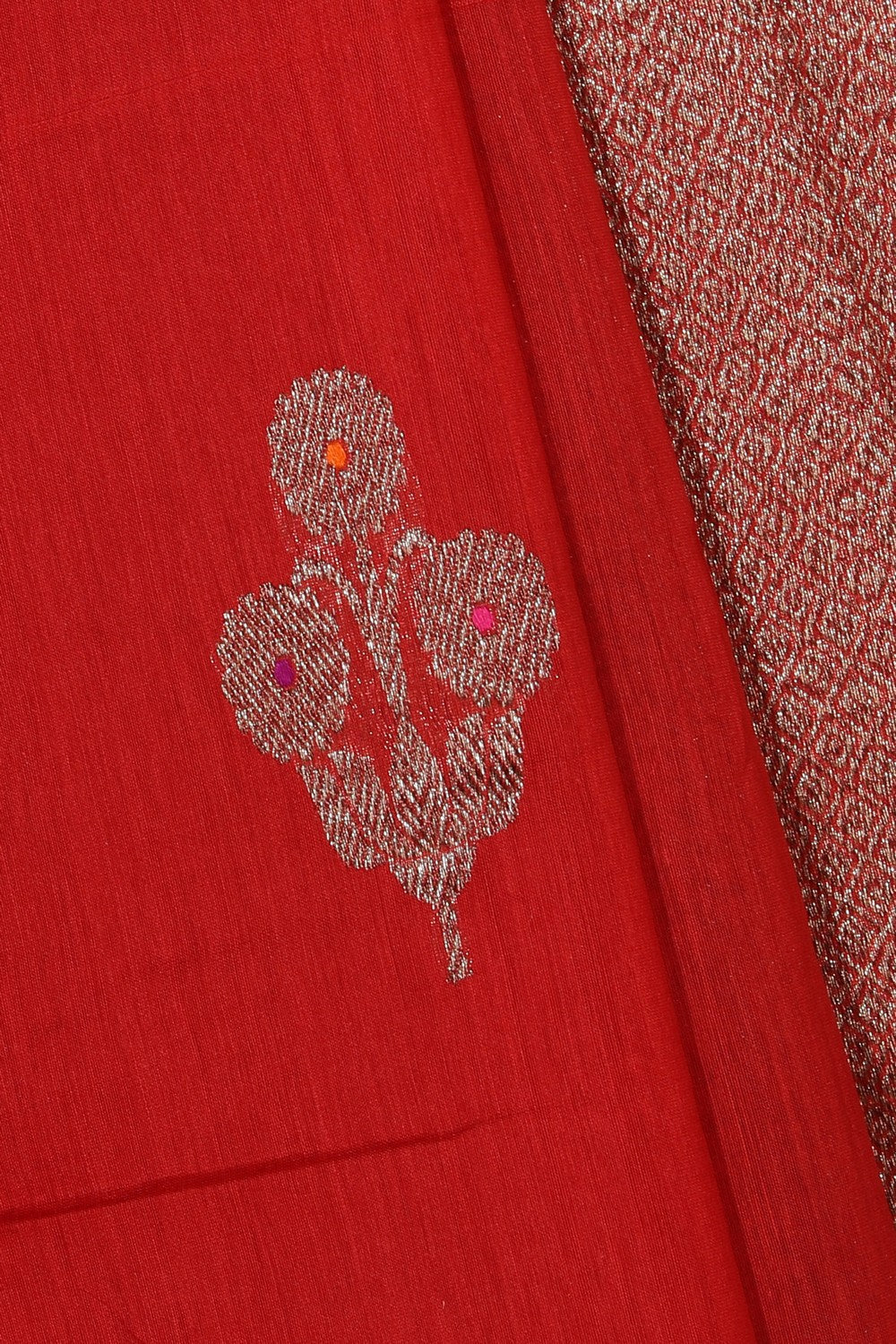 Collection of Banarasi Cotton Silk Red Saree in a gallery layout