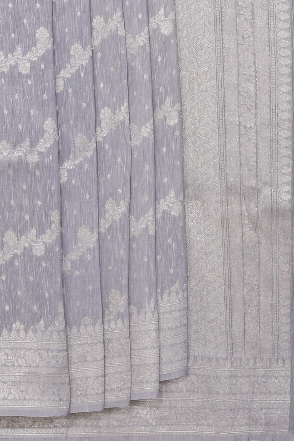 Collection of Banarasi Linen Silk Silver-Grey Saree in a gallery layout