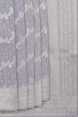 Collection of Banarasi Linen Silk Silver-Grey Saree in a gallery layout